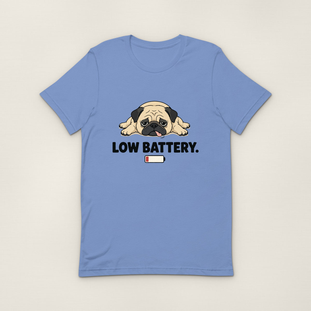 Low Battery Tee - Heather Columbia Blue