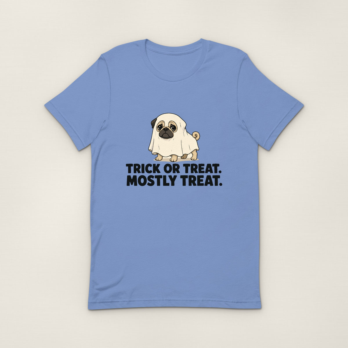 Trick or Treat, Mostly Treat Tee - Heather Columbia Blue