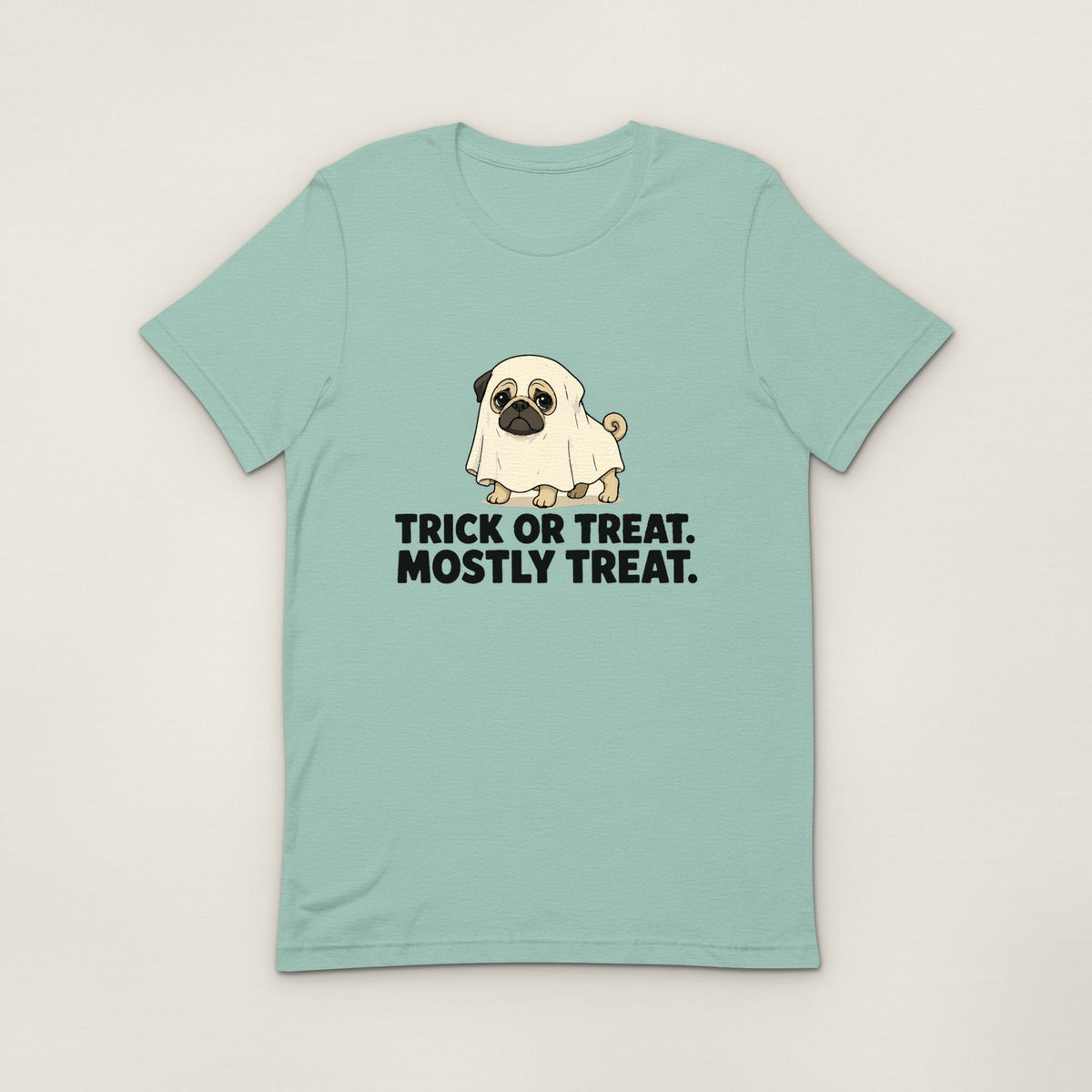 Trick or Treat, Mostly Treat Tee - Heather Prism Dusty Blue