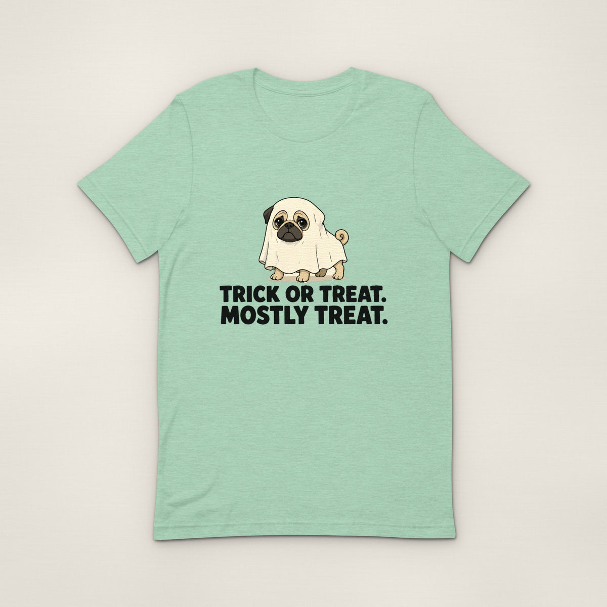 Trick or Treat, Mostly Treat Tee - Heather Prism Mint