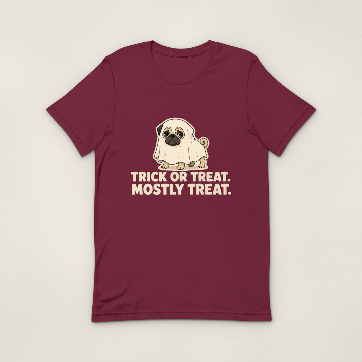 Trick or Treat, Mostly Treat Tee - Maroon