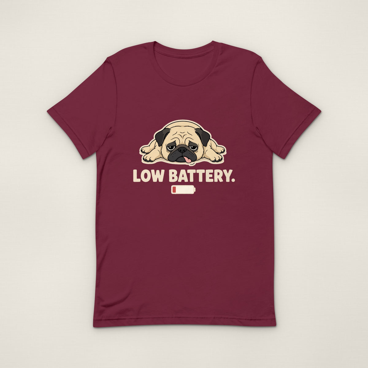 Low Battery Tee - Maroon