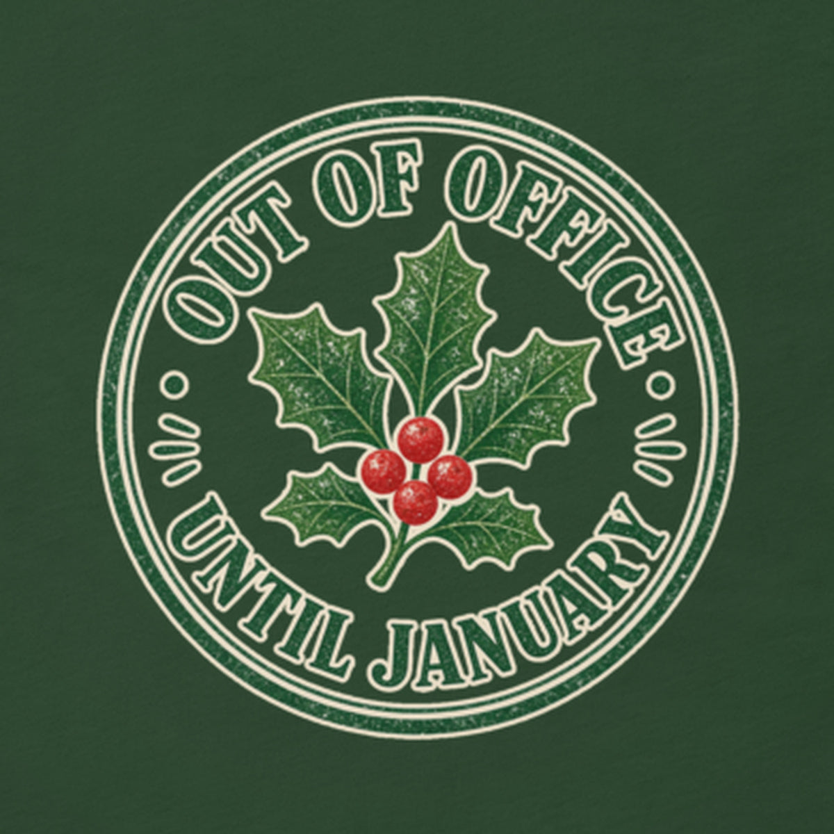 Out of office (until January) Tee — closeup