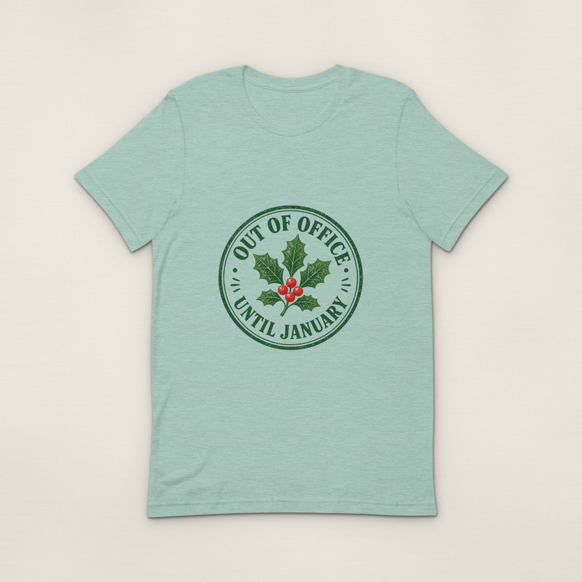 Out of office (until January) Tee — Heather Prism Dusty Blue