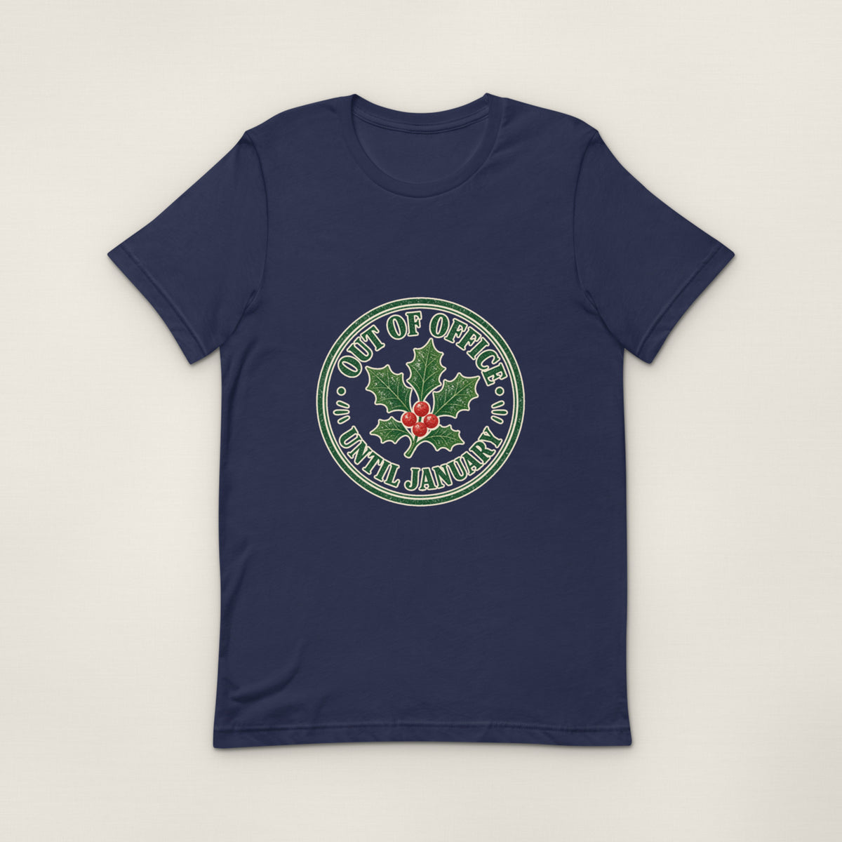 Out of office (until January) Tee — Navy