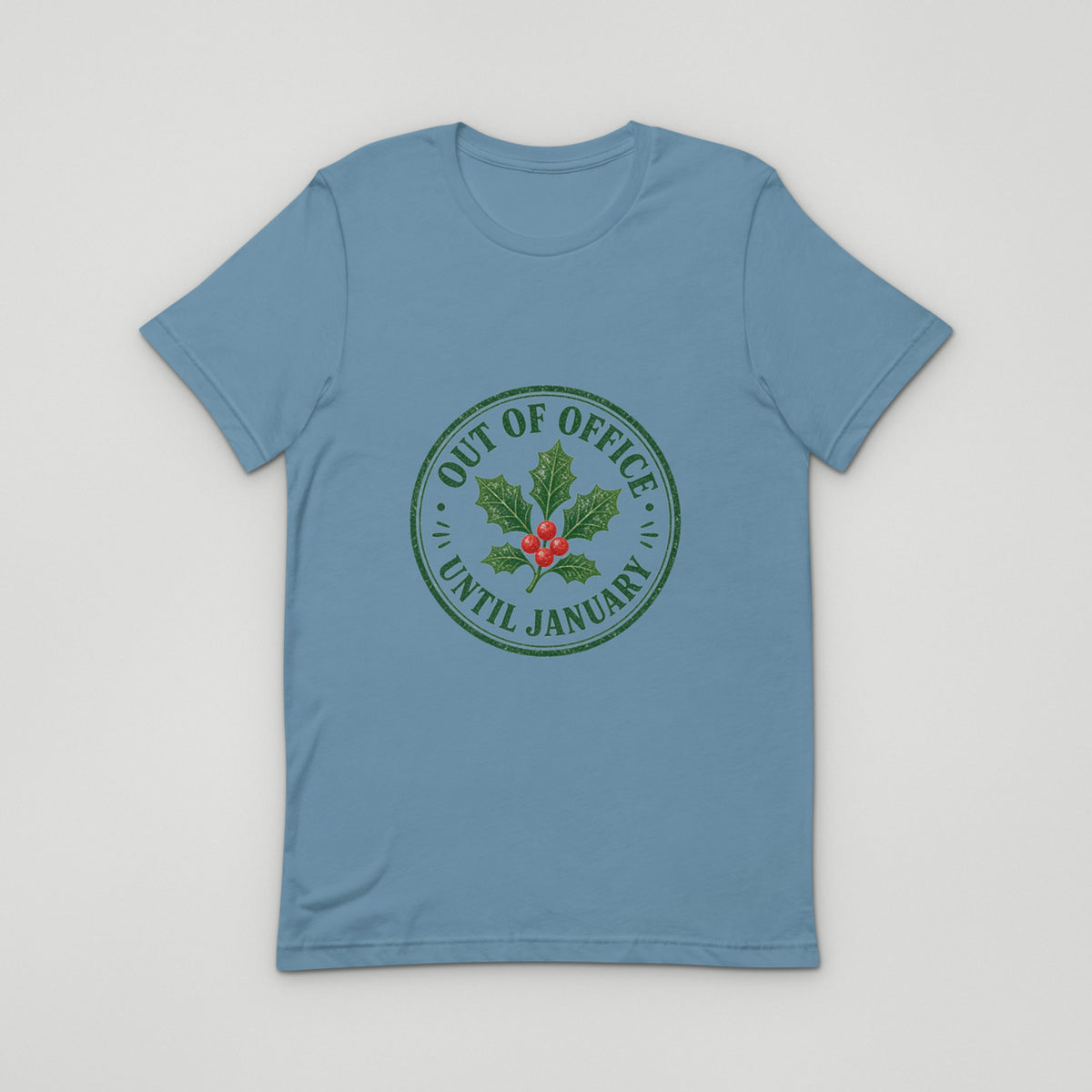 Out of office (until January) Tee — Steel Blue