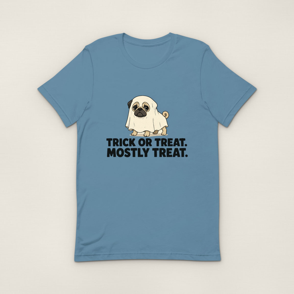 Trick or Treat, Mostly Treat Tee - Steel Blue