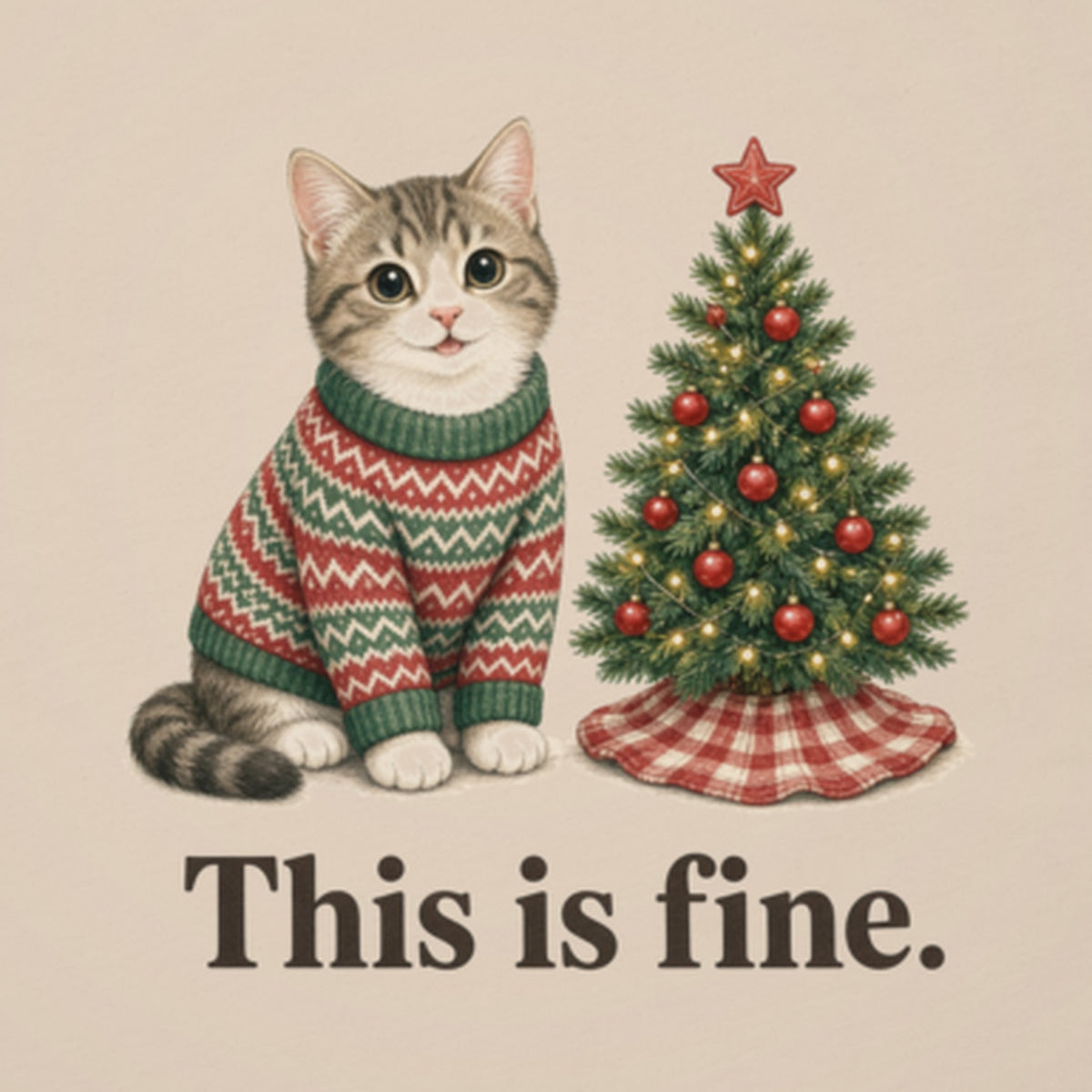 This is fine Tee — closeup