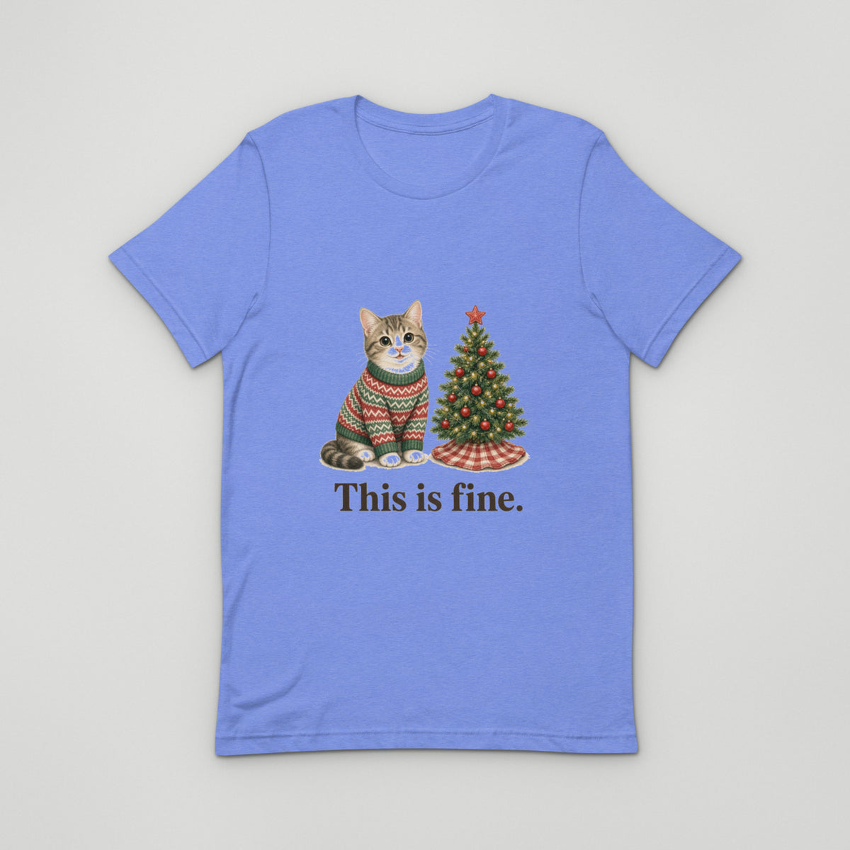 This is fine Tee — Heather Columbia Blue