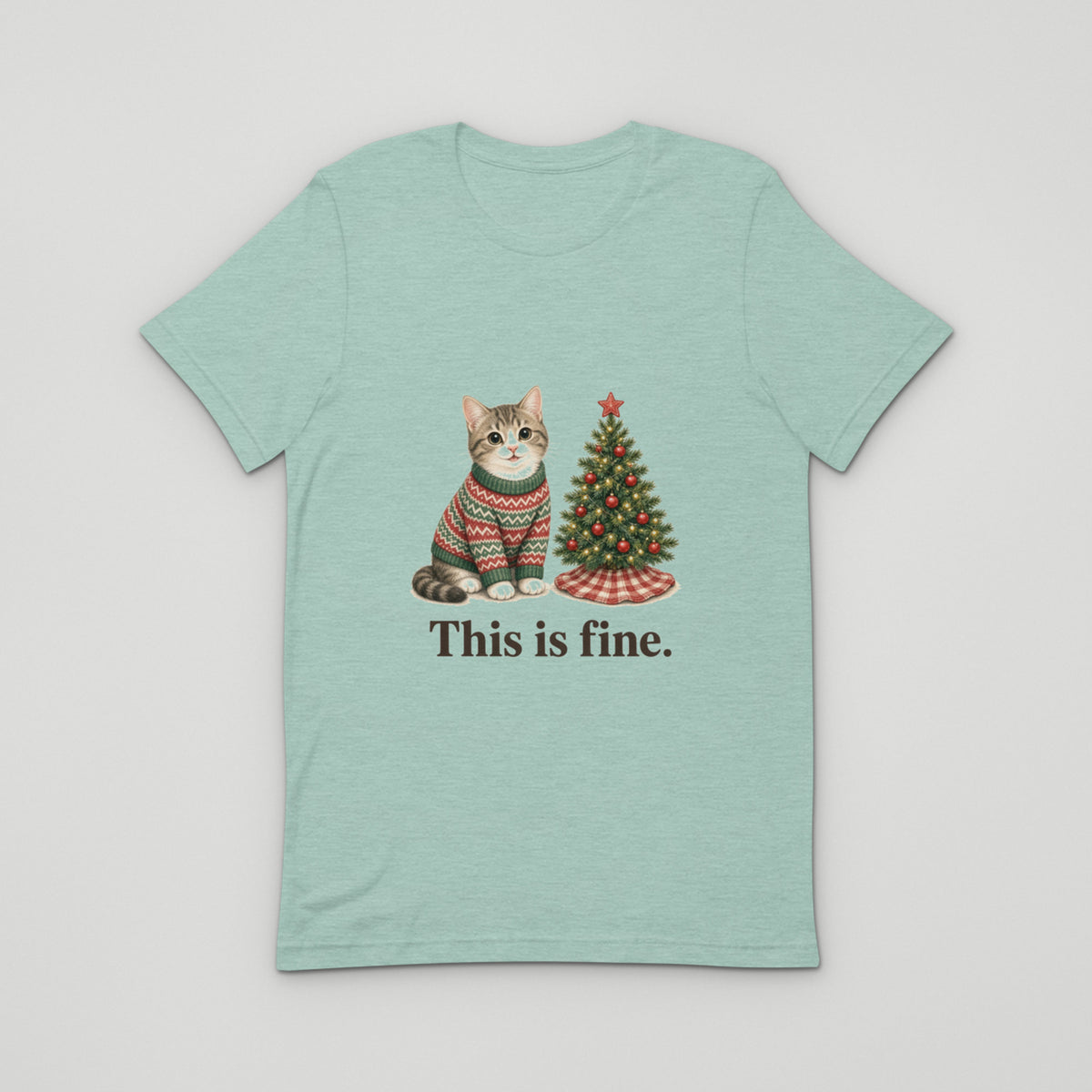 This is fine Tee — Heather Prism Dusty Blue