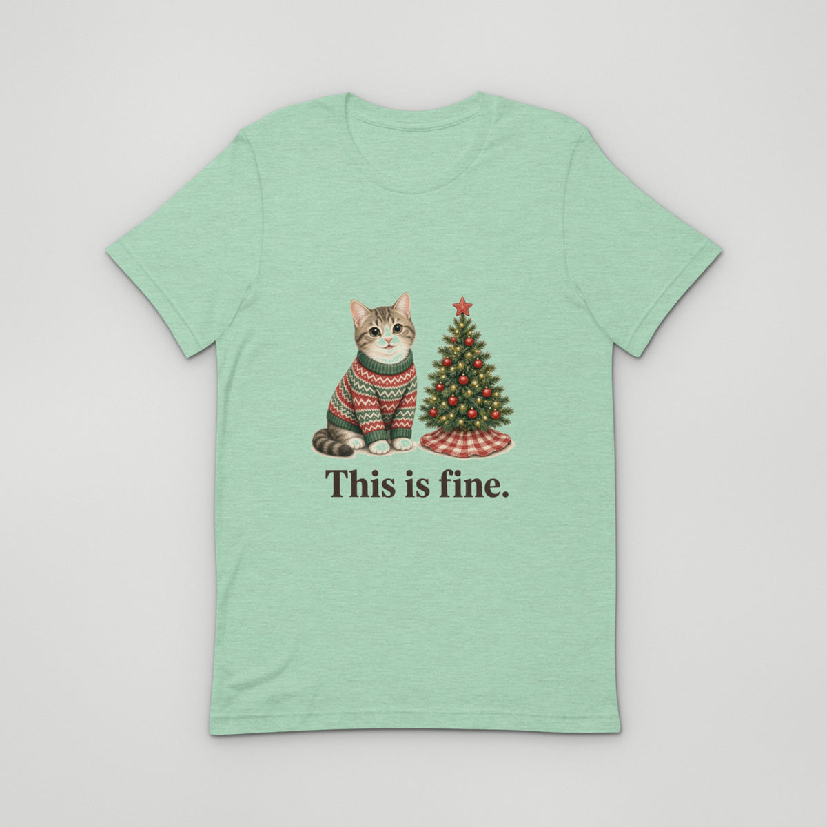 This is fine Tee — Heather Prism Mint