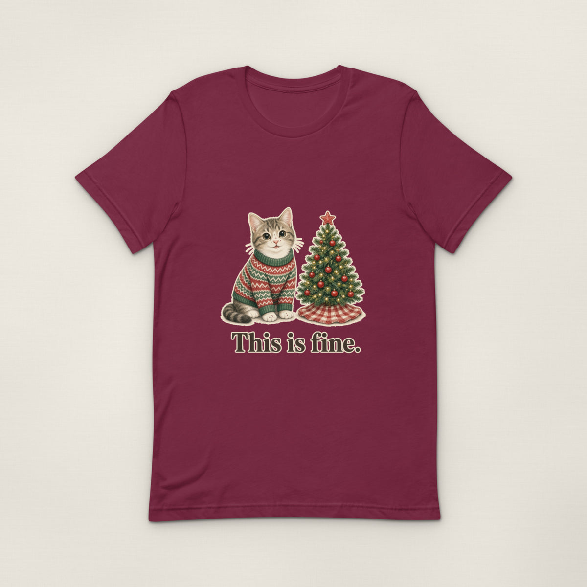 This is fine Tee — Maroon