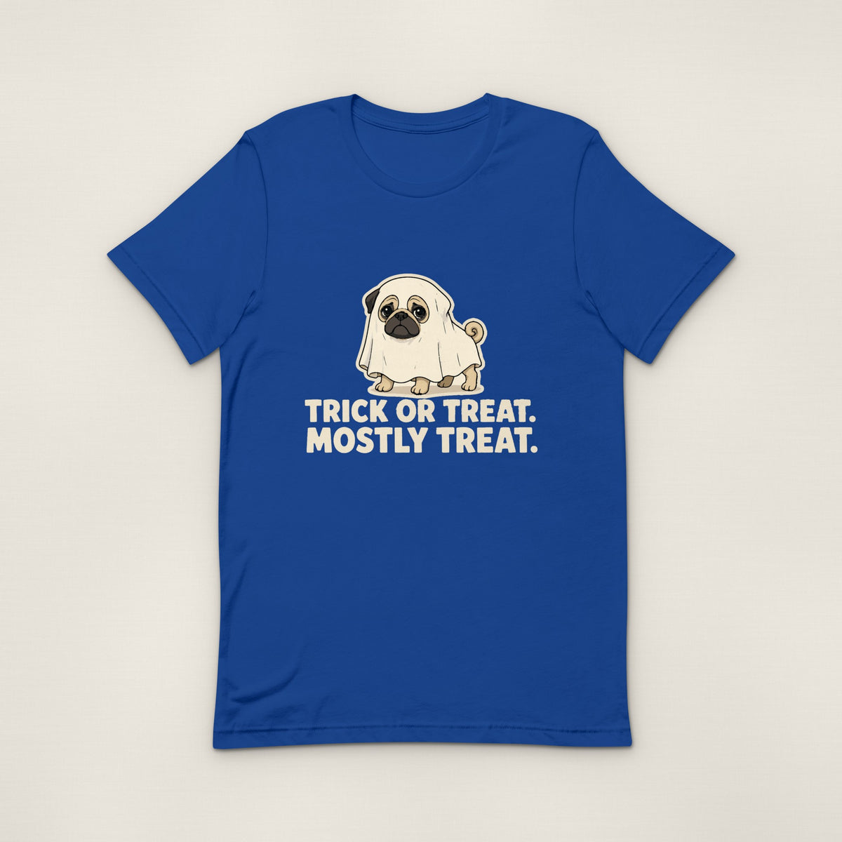 Trick or Treat, Mostly Treat Tee - True Royal